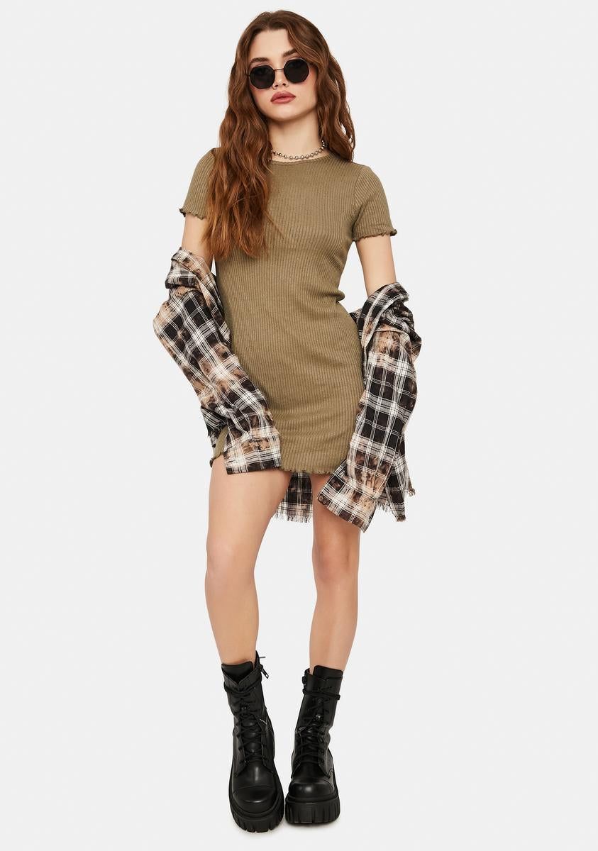 Olive Don't U Want Me Lettuce Hem Bodycon Dress sold by Dolls Kill product image thumbnail 3