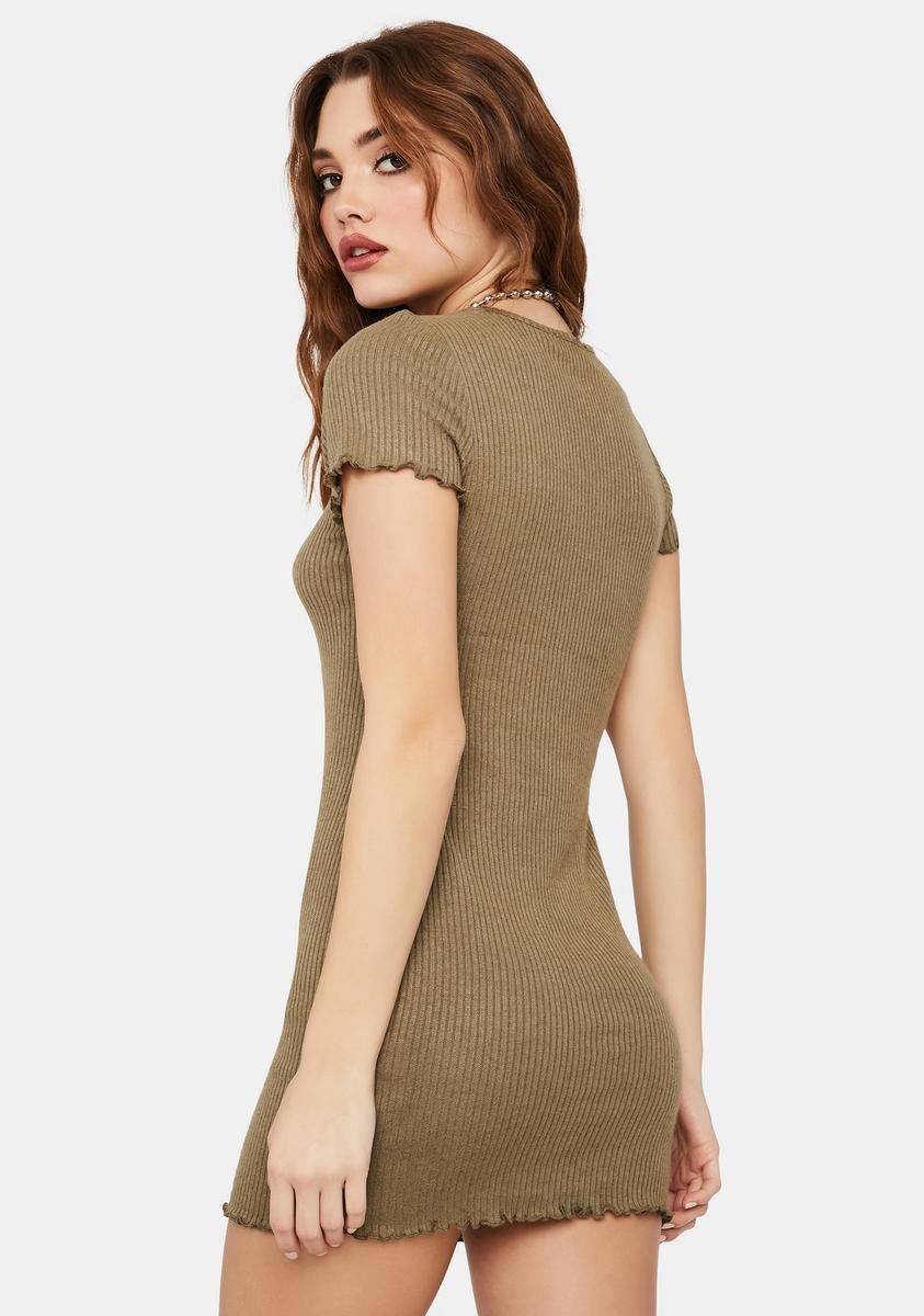 Olive Don't U Want Me Lettuce Hem Bodycon Dress sold by Dolls Kill product image thumbnail 4