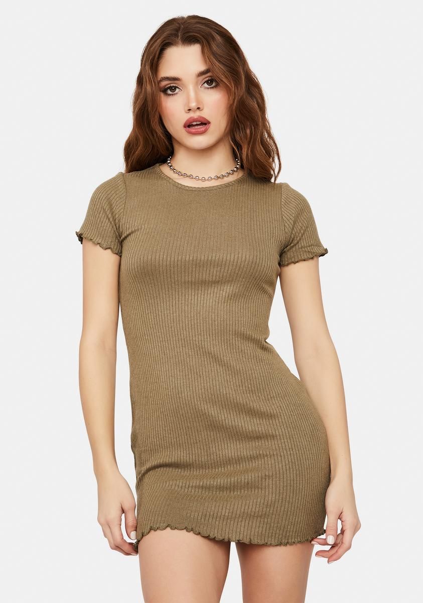 Olive Don't U Want Me Lettuce Hem Bodycon Dress sold by Dolls Kill