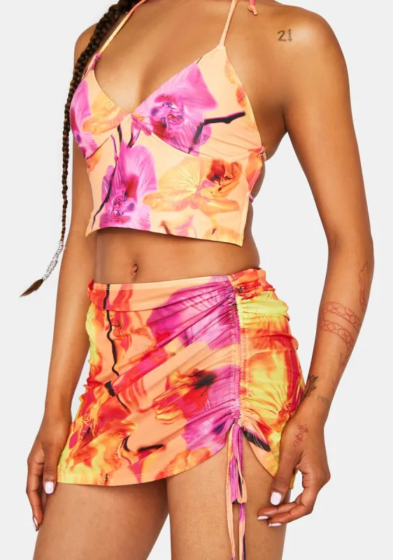 Blurred Orchid Peach Mena Cover Up Skirt sold by Dolls Kill