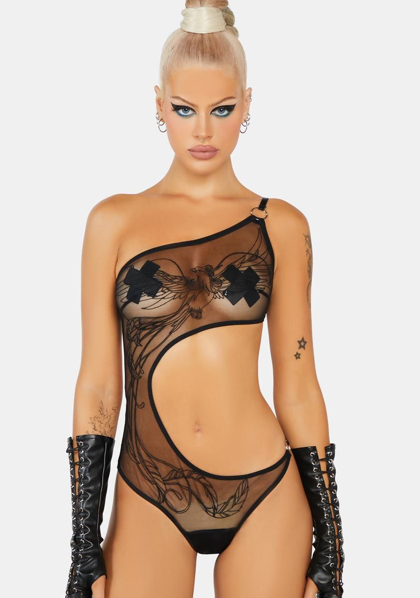 Phoenix Embroidered Bodysuit sold by Dolls Kill