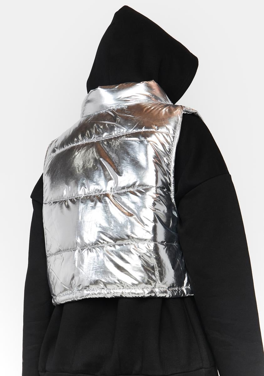 Silver Absolutely True Puffer Vest sold by Dolls Kill product image thumbnail 4