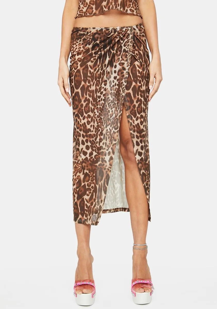 Leopard Almost Famous Midi Skirt sold by Dolls Kill