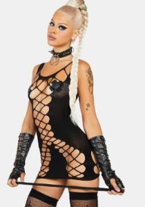 Kisses Down Low Cut Out Mini Dress sold by Dolls Kill