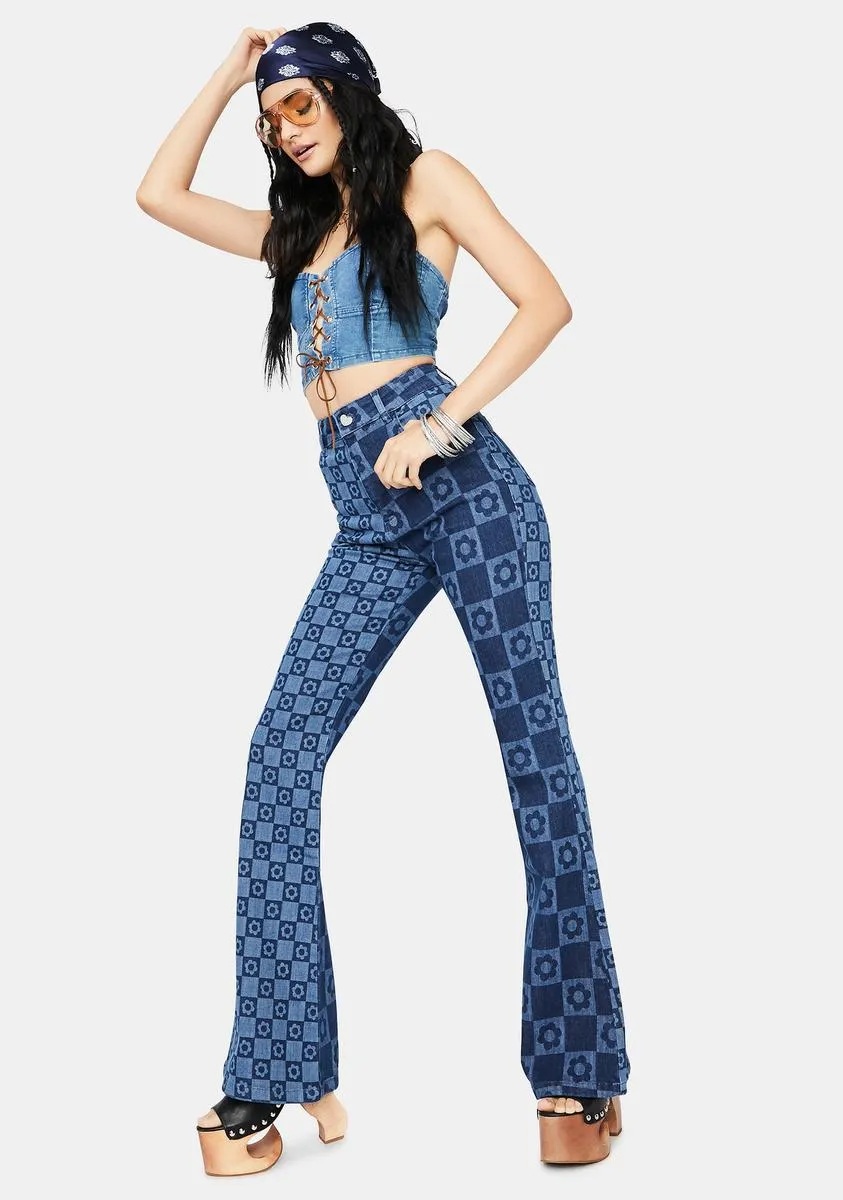 Flower Print Retro Flare Jeans sold by Dolls Kill product image thumbnail 2