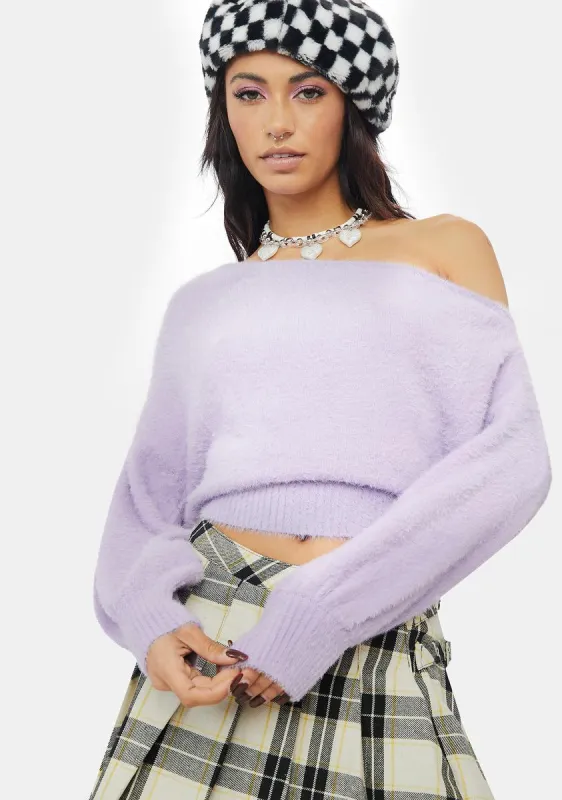 Grape My Way Of Life Fuzzy Sweater sold by Dolls Kill