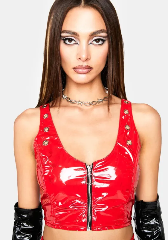 Red Insanity Crop Top sold by Dolls Kill