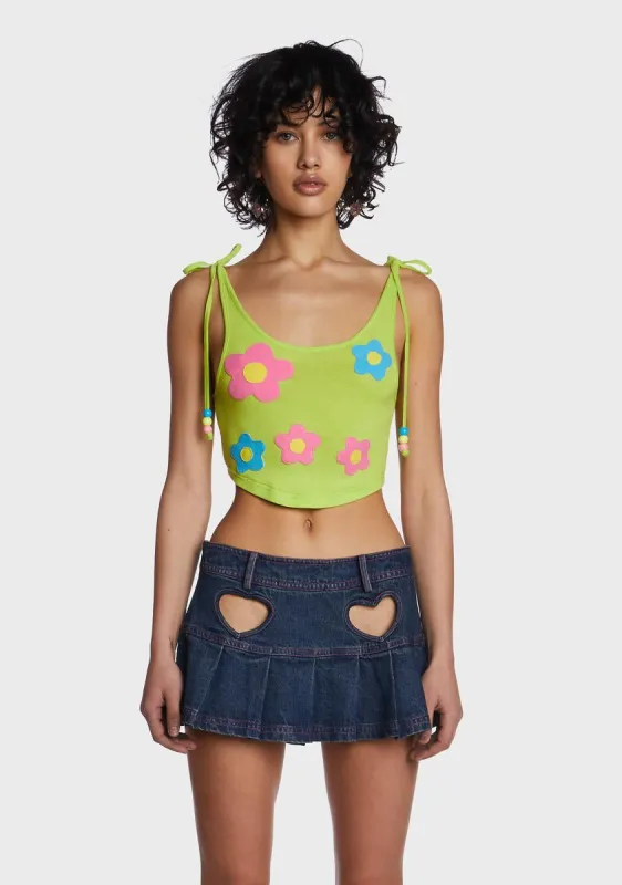 Green Flower Crop Top sold by Dolls Kill