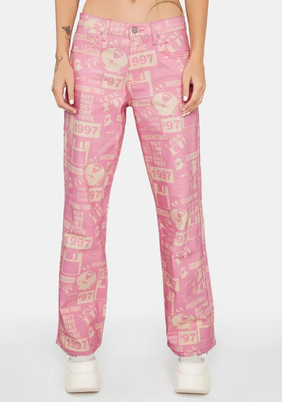 Pink Fira Denim Jeans sold by Dolls Kill