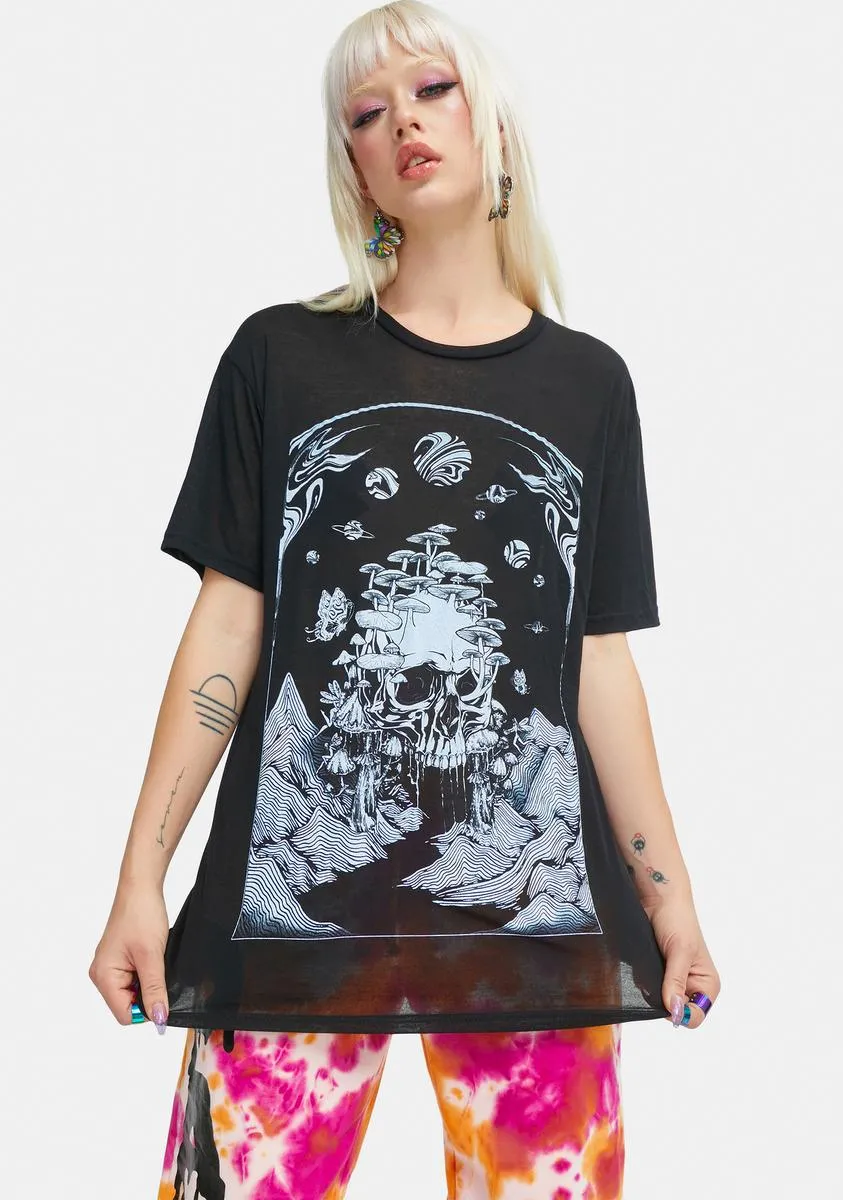 Feeling Right Mushroom Distressed Tee sold by Dolls Kill