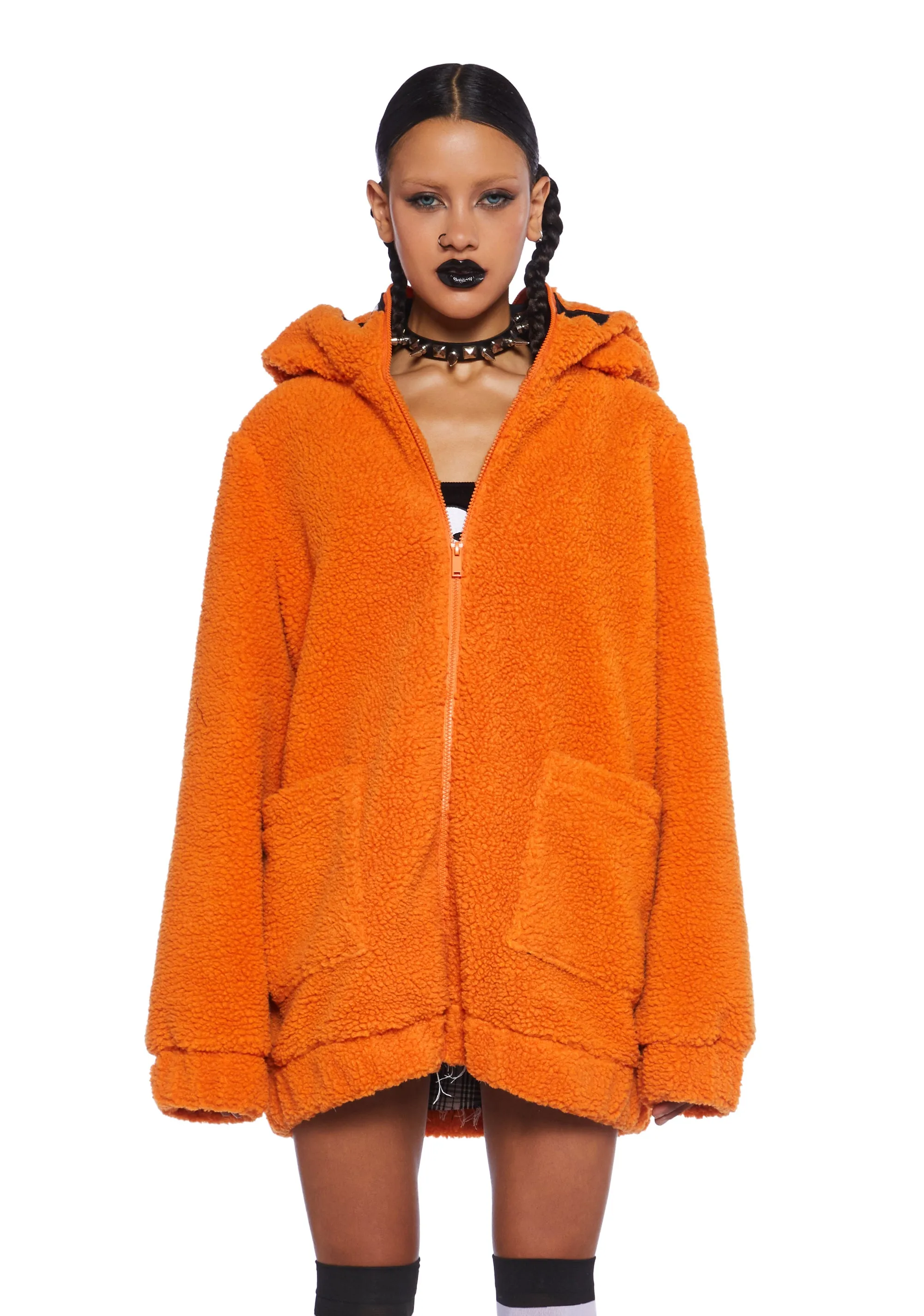 Urban Legend Pumpkin Hooded Sherpa Jacket sold by Dolls Kill product image thumbnail 2