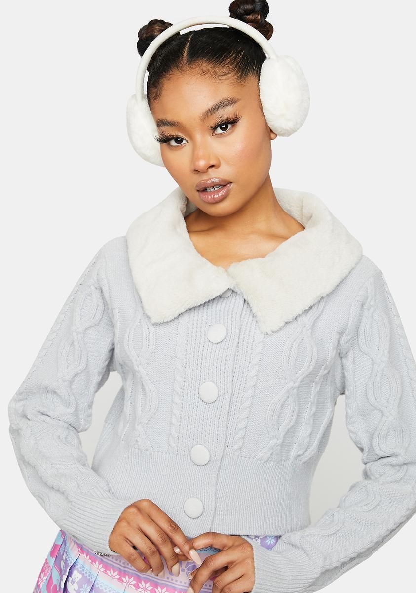 Cloudy Hold Me Tightly Faux Fur Cardigan sold by Dolls Kill