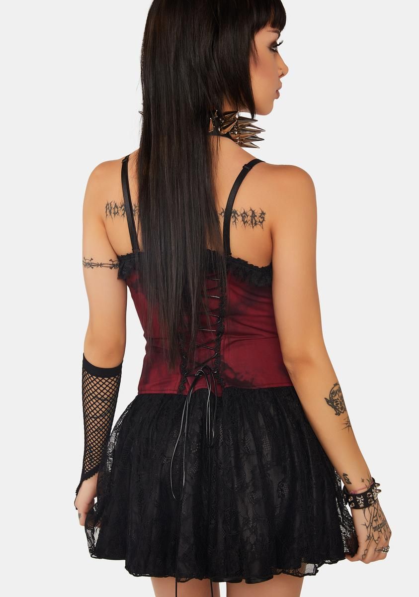 Gothic Dead Wine Lace-Up Zip Dress sold by Dolls Kill product image thumbnail 4