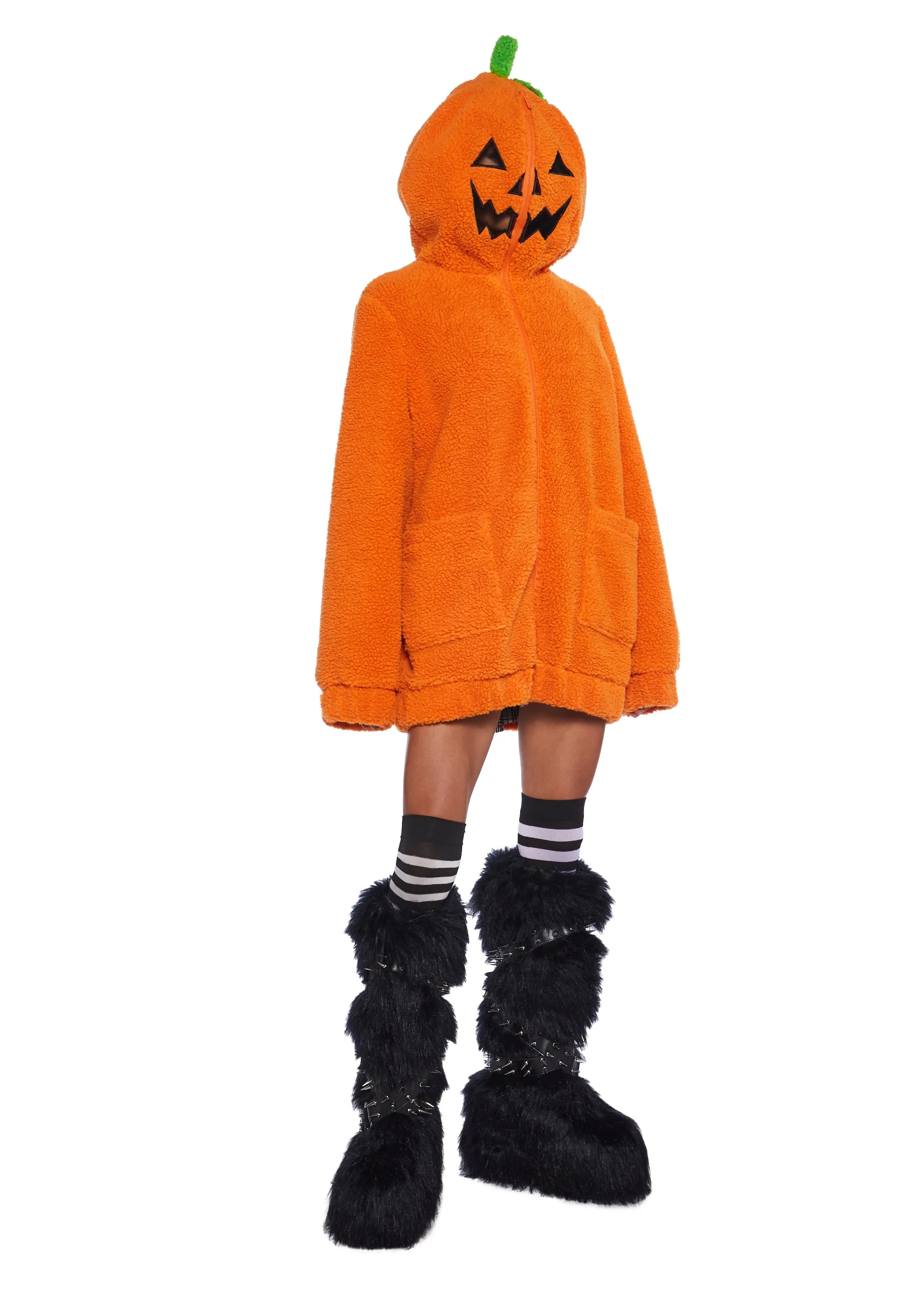 Urban Legend Pumpkin Hooded Sherpa Jacket sold by Dolls Kill product image thumbnail 5