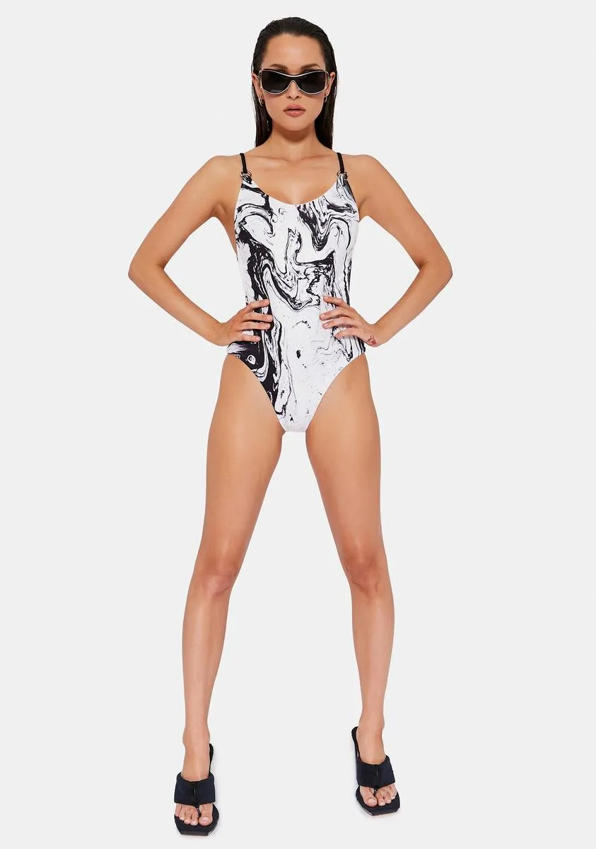 Black Paint One-Piece Swimsuit sold by Dolls Kill product image thumbnail 3
