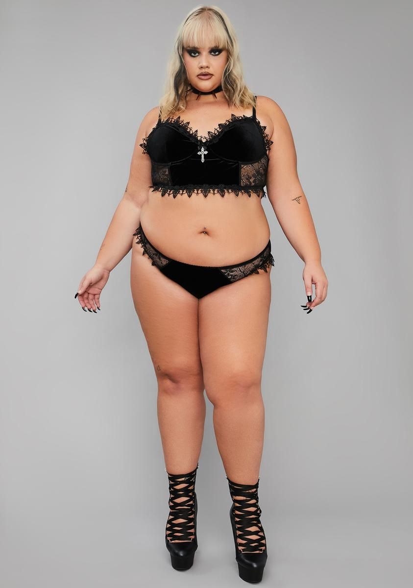 Wicked Dark Morphine Eyes Velvet Bra sold by Dolls Kill product image thumbnail 3