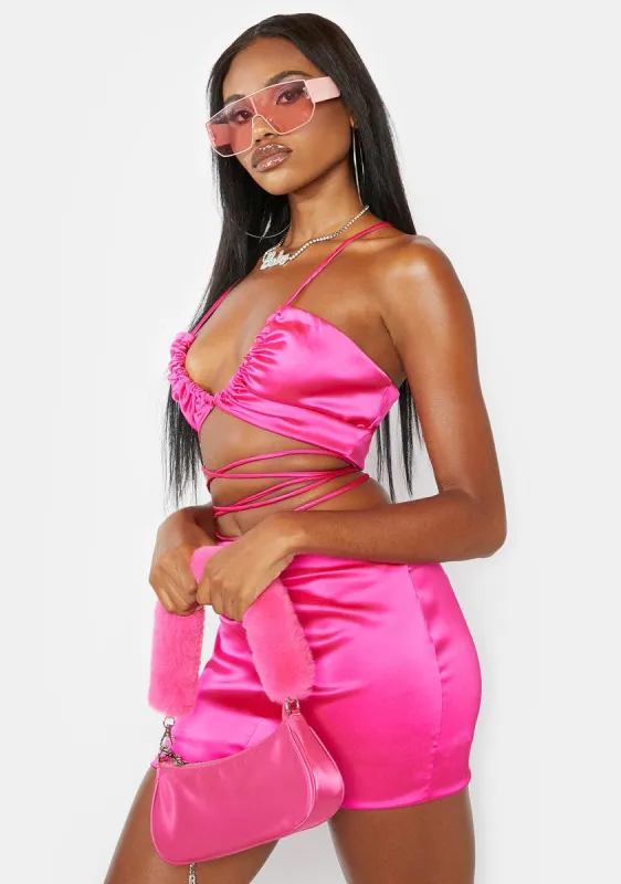So Into You Satin Skirt Set sold by Dolls Kill