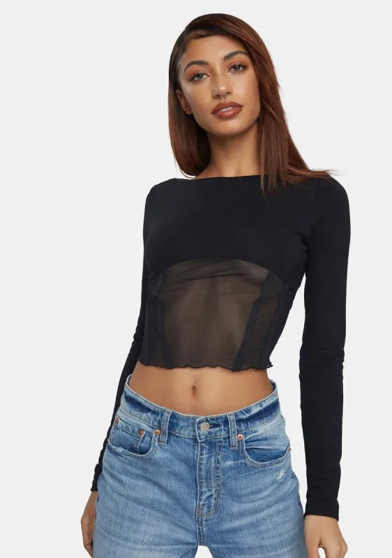 Clearly Seeing Double Long Sleeve Mesh Top sold by Dolls Kill