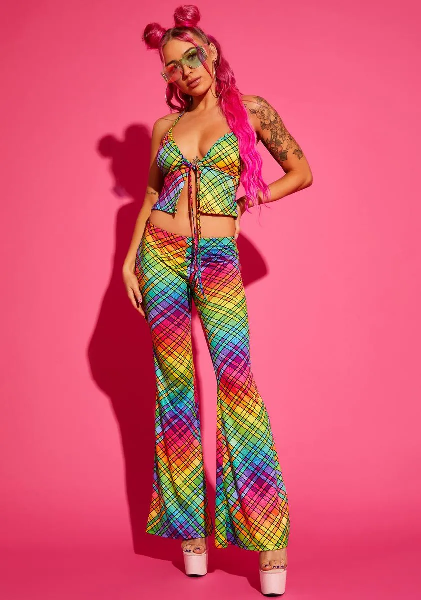 Not So Clueless Plaid Flare Pants sold by Dolls Kill product image thumbnail 4