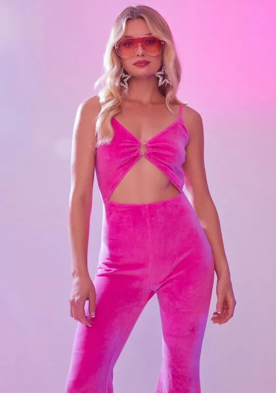 Totally Retro Velour Cutout Jumpsuit sold by Dolls Kill