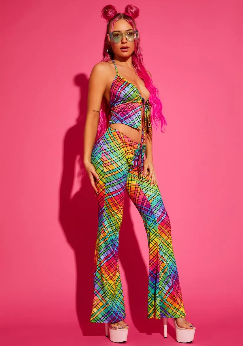 Not So Clueless Plaid Flare Pants sold by Dolls Kill product image thumbnail 3