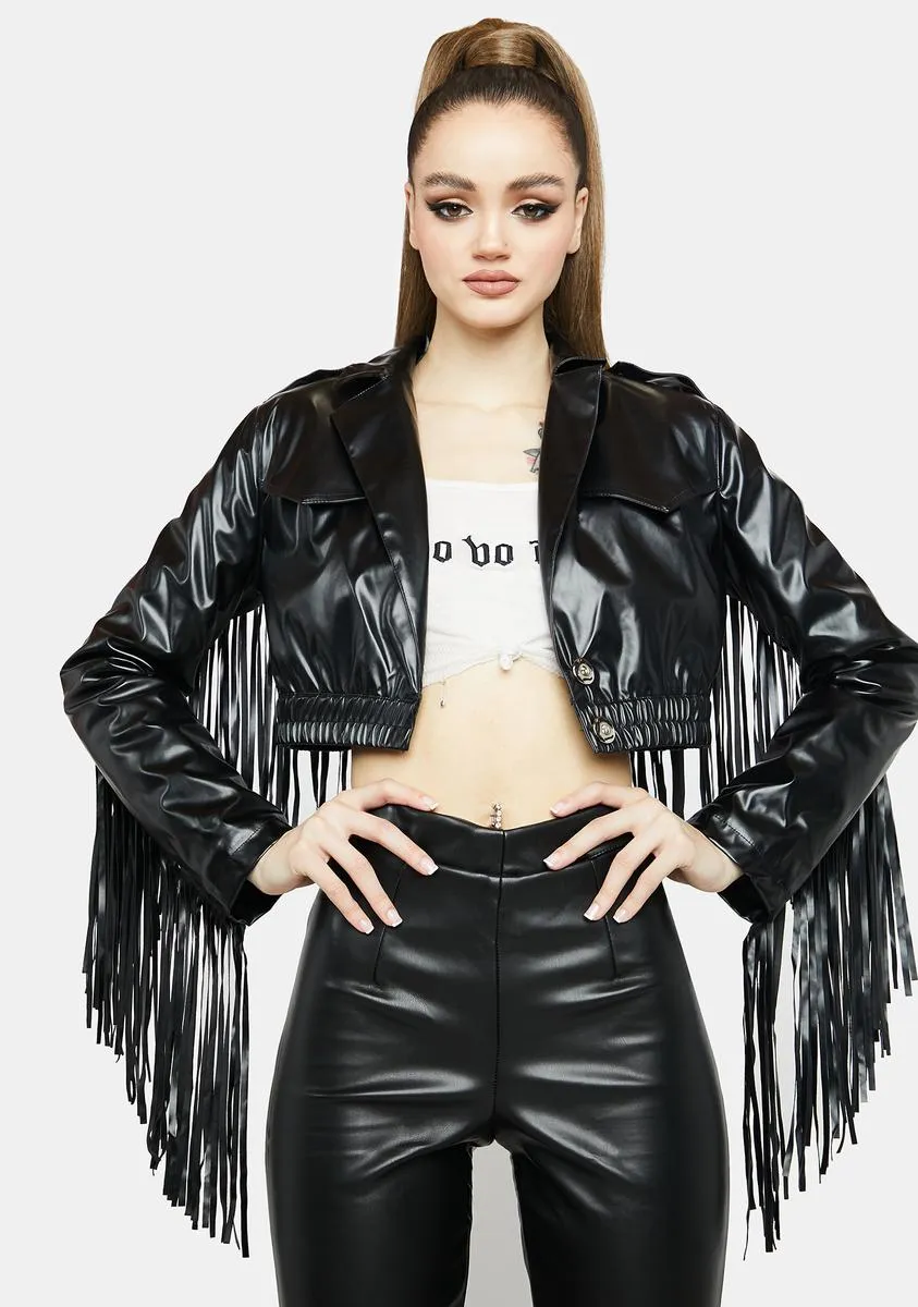 Victim Of Cool Fringe Moto Jacket sold by Dolls Kill