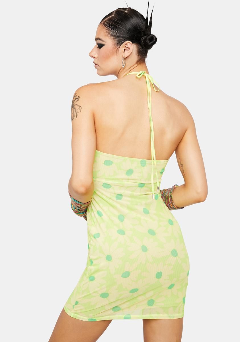 Lime Daisy Savon Halter Mini Dress sold by Dolls Kill product image thumbnail 4