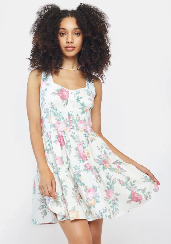 Large Rose Print Mini Dress sold by Dolls Kill