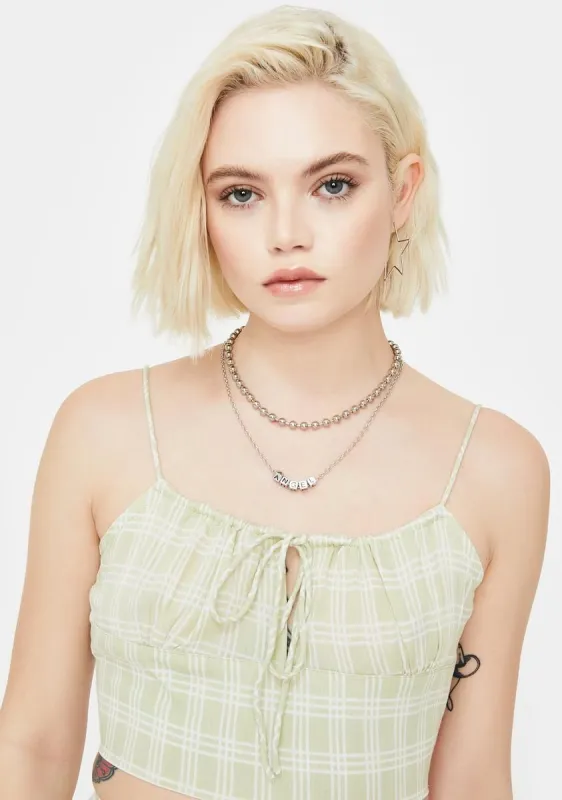 Sage Check Hema Crop Top sold by Dolls Kill