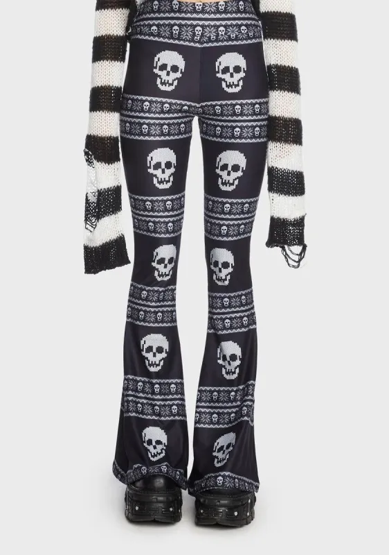 Black Skull Holiday Flare Pant Hellz Bellz sold by Dolls Kill