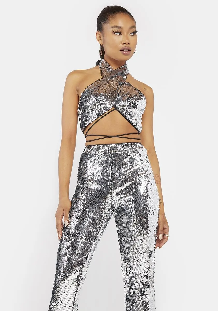 As You Please Sequin Pants Set sold by Dolls Kill