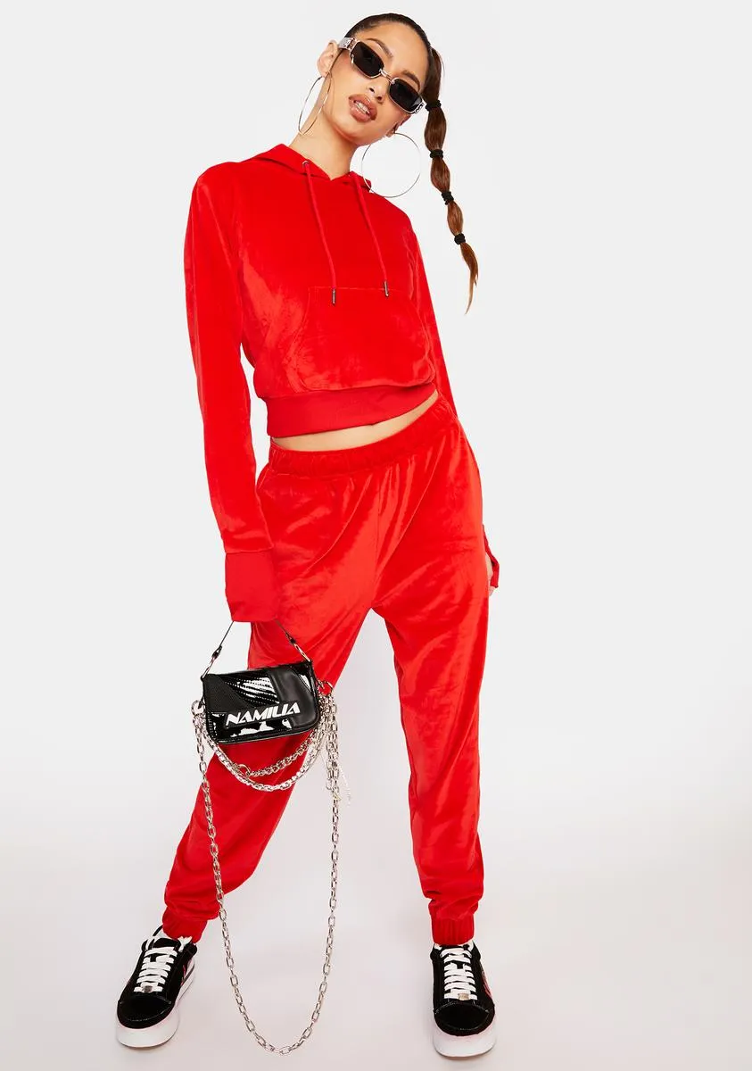 Red Kira Velour Hoodie sold by Dolls Kill product image thumbnail 3