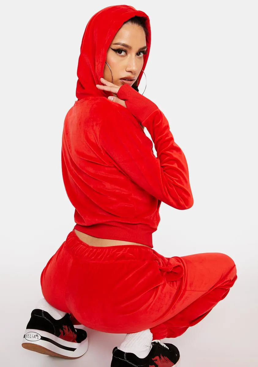 Red Kira Velour Hoodie sold by Dolls Kill product image thumbnail 4