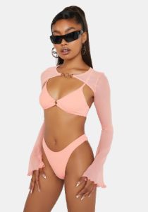 Peachy Charmer 3-Piece Bikini Set sold by Dolls Kill