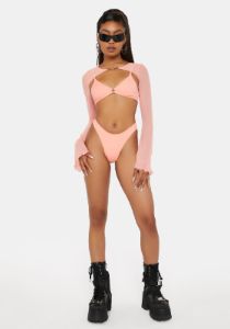 Peachy Charmer 3-Piece Bikini Set sold by Dolls Kill