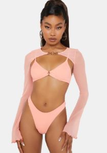 Peachy Charmer 3-Piece Bikini Set sold by Dolls Kill