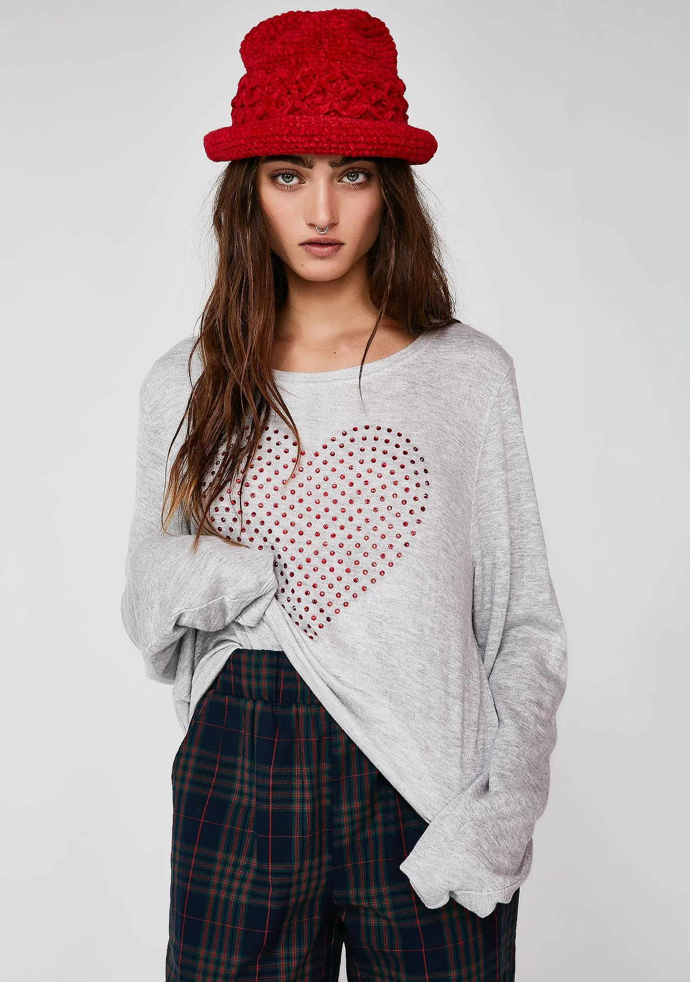 Glitz Heart Baggy Beach Jumper sold by Dolls Kill