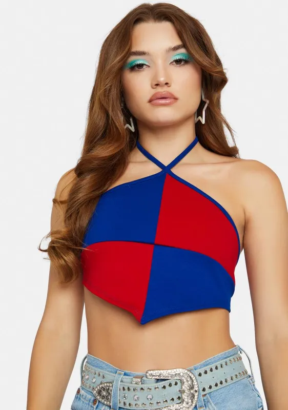 Cherry Positive Power Colorblock Bandana Top sold by Dolls Kill
