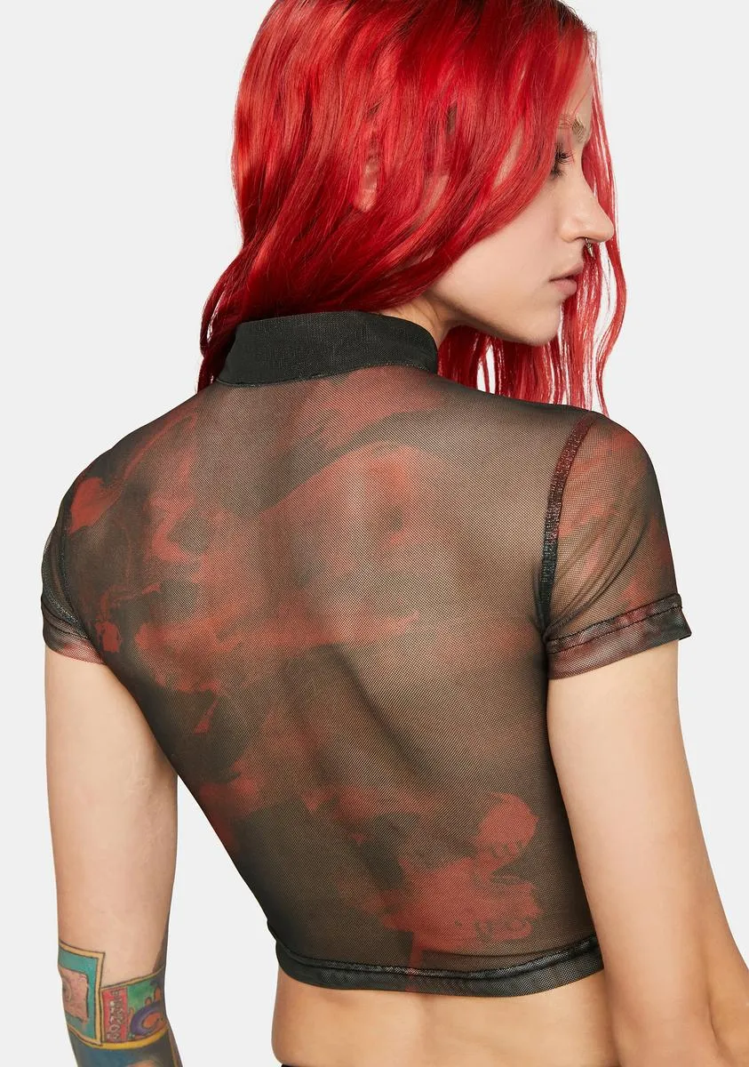 Dark Sheer Printed Fabric Short-Sleeved T-Shirt sold by Dolls Kill product image thumbnail 4