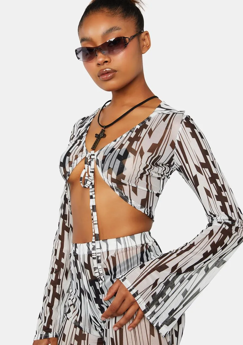 Geo Printed Mesh 90's Blouse sold by Dolls Kill product image thumbnail 3