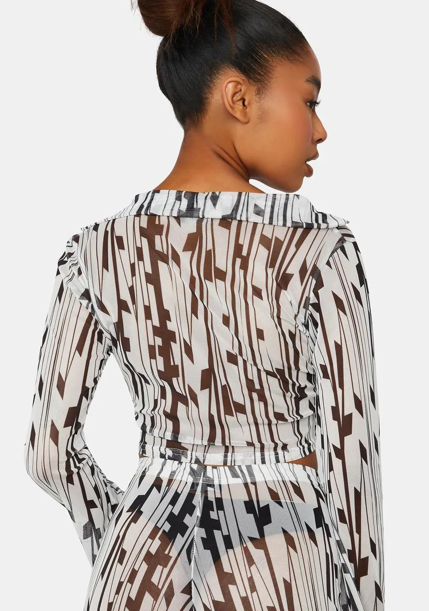 Geo Printed Mesh 90's Blouse sold by Dolls Kill product image thumbnail 4