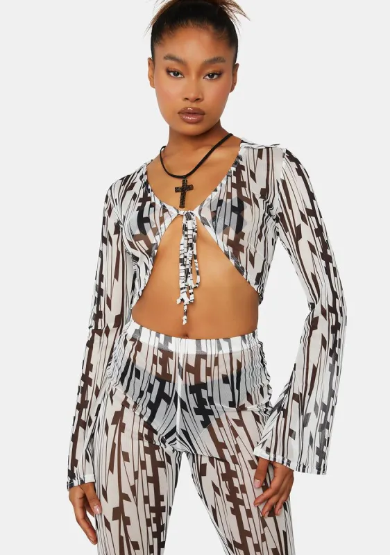 Geo Printed Mesh 90's Blouse sold by Dolls Kill