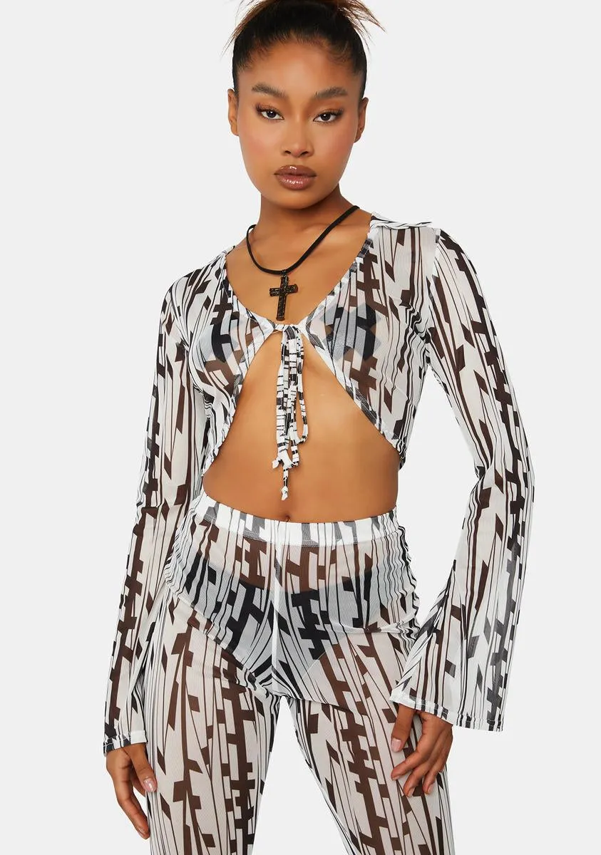 Geo Printed Mesh 90's Blouse sold by Dolls Kill