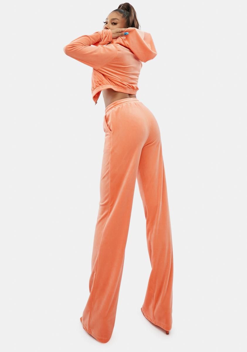 Peach Chill Times Velour Lounge Set sold by Dolls Kill product image thumbnail 4
