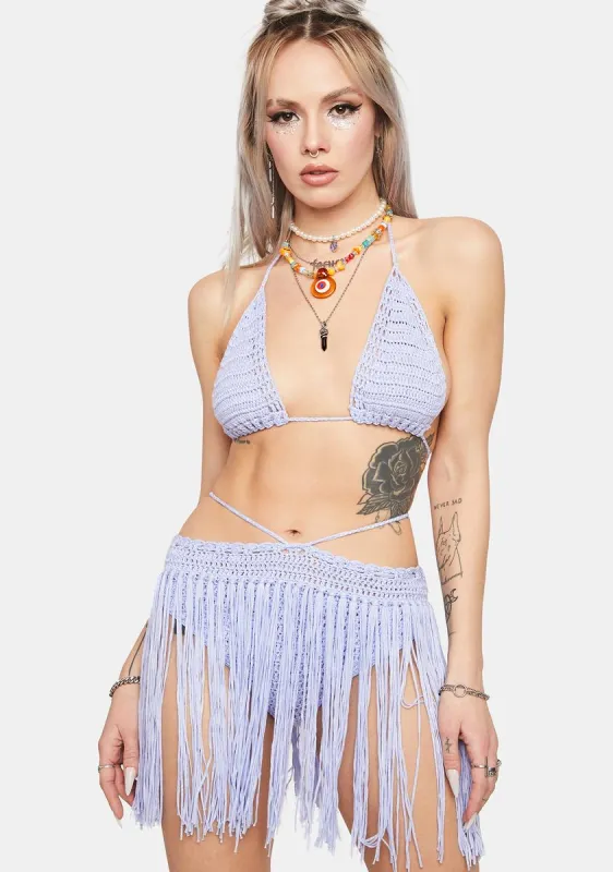 Lavender Where's The Love Crochet Skort Set sold by Dolls Kill