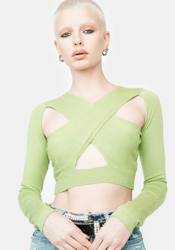 Lime No More Lies Cut-Out Top sold by Dolls Kill