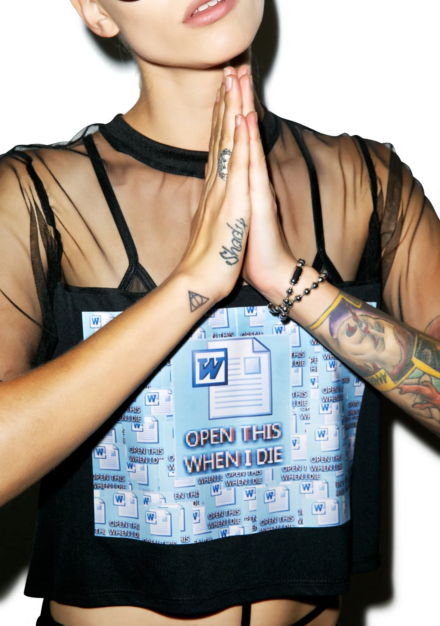 Last Word Mesh Crop Top sold by Dolls Kill product image thumbnail 4