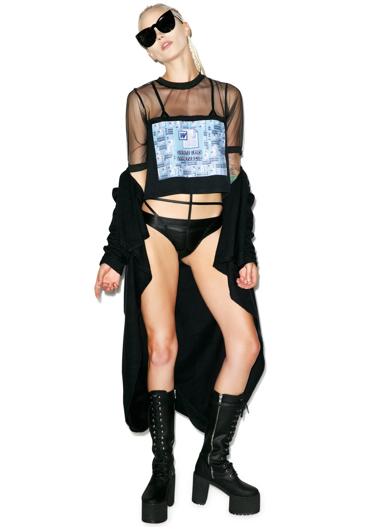 Last Word Mesh Crop Top sold by Dolls Kill