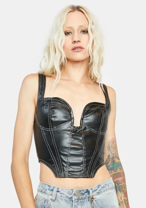Ride Or Die Vegan Leather Bustier sold by Dolls Kill