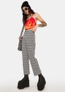 Prudence Mono Print Heart Jeans sold by Dolls Kill